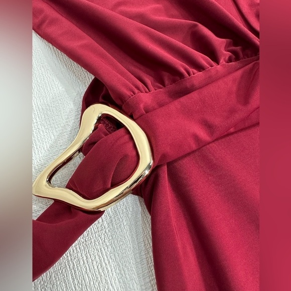 NWT Windsor chic example v neck belted slit midi dress size XS - Picture 3 of 15